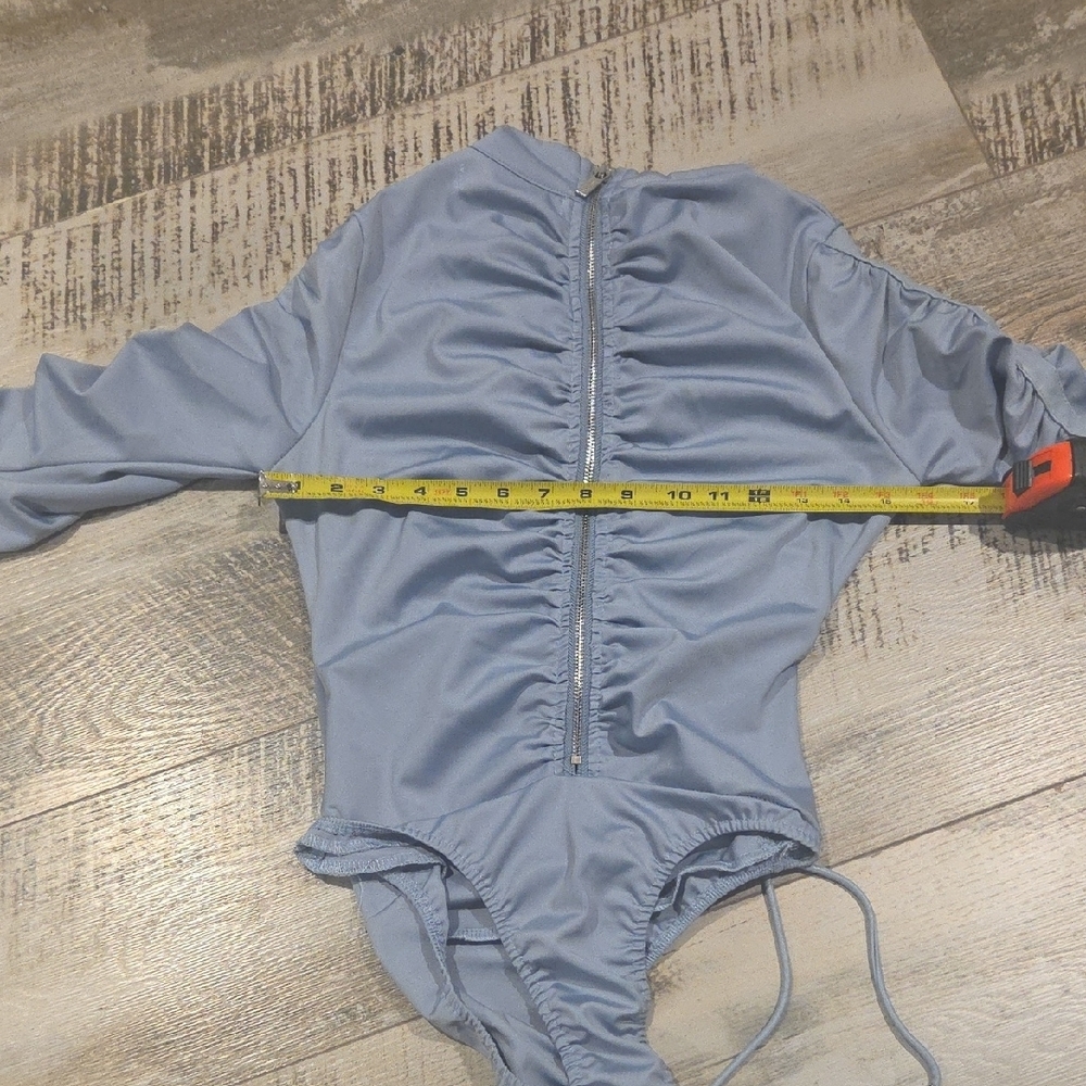 Maniere De Voir Grey Gathered Bodysuit - Picture 16 of 16